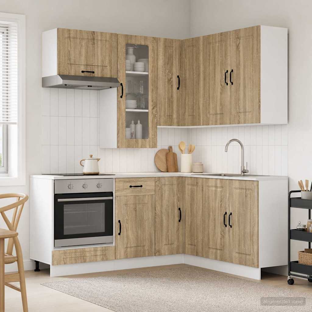 Keukenblok KALMAR 8 pcs Sonoma Eiken Bewerkt hout is nu te koop bij PeponiXL, paradijselijk wonen!