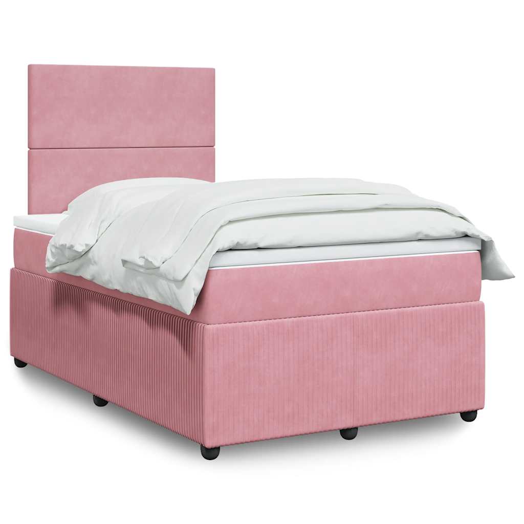Boxspring met matras fluweel roze 120x200 cm is nu te koop bij PeponiXL, paradijselijk wonen!