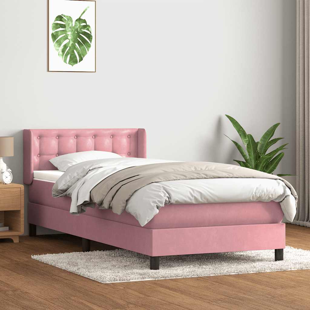 Boxspring met matras fluweel roze 90x210 cm is nu te koop bij PeponiXL, paradijselijk wonen!