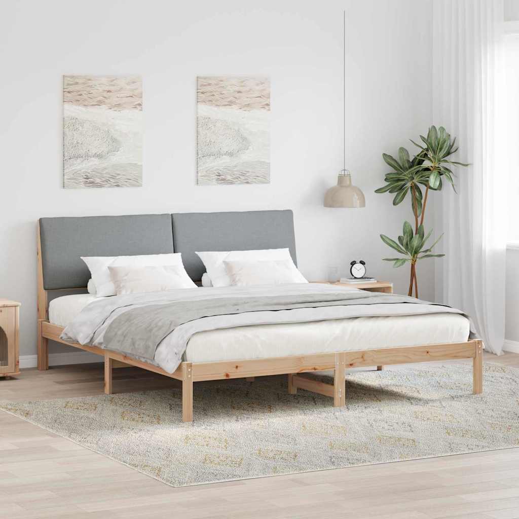 Bedframe Bruin en lichtgrijs 180 x 200 cm Massief grenenhout is nu te koop bij PeponiXL, paradijselijk wonen!