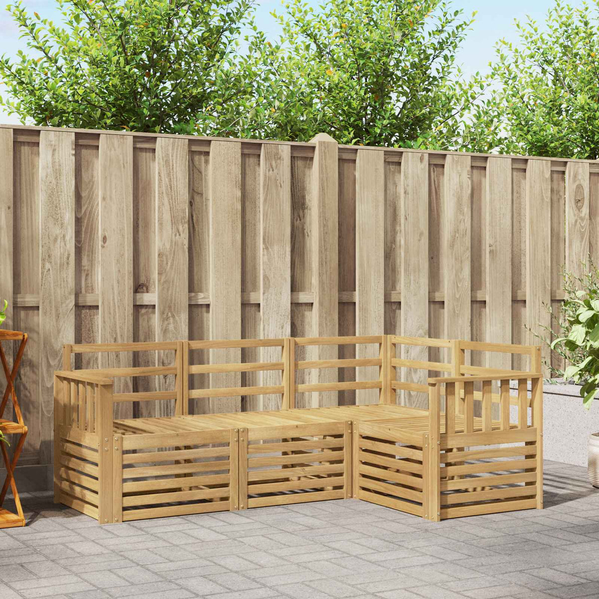 Sofa-Sets 4 pcs Wit 187,5 x 128,5 x 73 cm Massief Acaciahout is nu te koop bij PeponiXL, paradijselijk wonen!