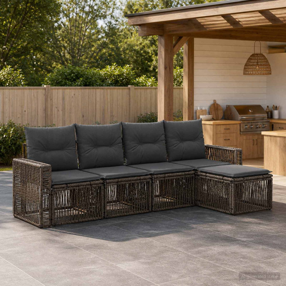 Tuinbankenset 5 pcs Grijs en Donkergrijs poly rattan is nu te koop bij PeponiXL, paradijselijk wonen!