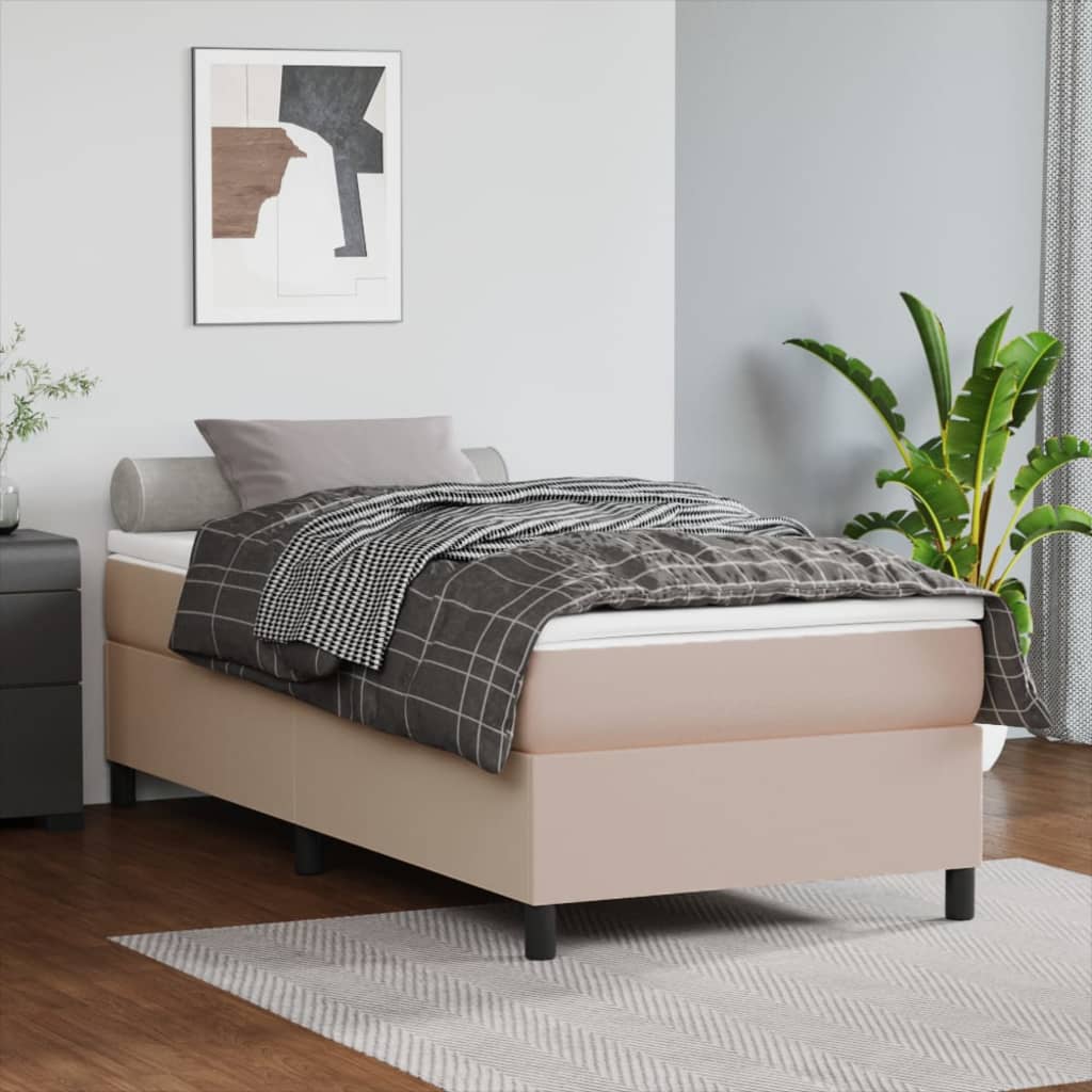 Boxspring met matras kunstleer cappuccinokleurig 80x200 cm is nu te koop bij PeponiXL, paradijselijk wonen!