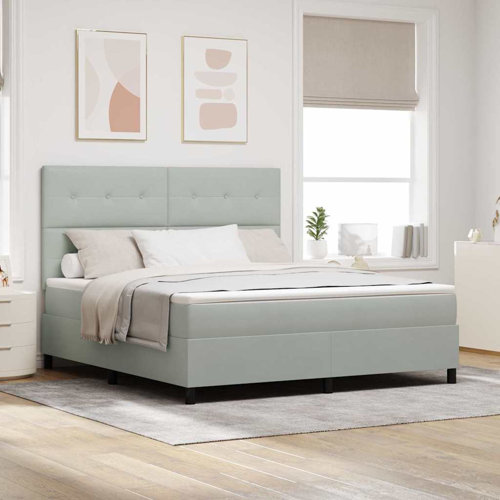 Boxspringbed met matras Lichtgrijs 180 x 200 cm Fluweel is nu te koop bij PeponiXL, paradijselijk wonen!