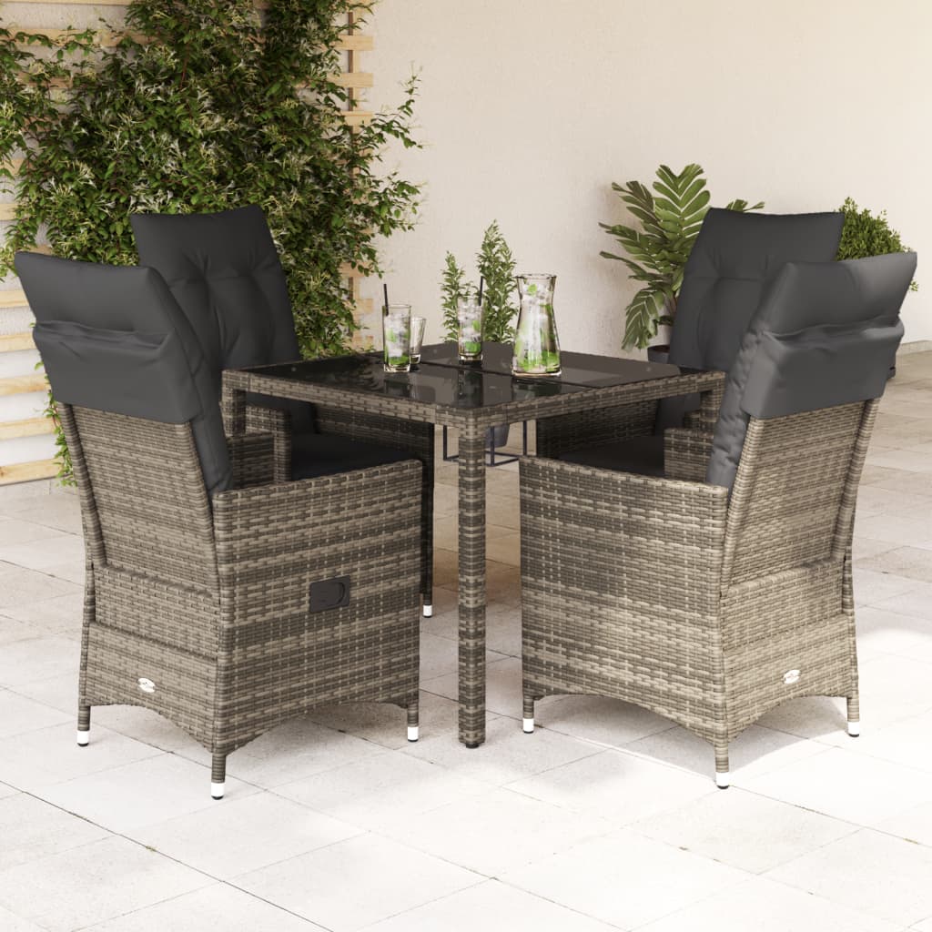 5-delige Tuinset met kussens poly rattan grijs is nu te koop bij PeponiXL, paradijselijk wonen!
