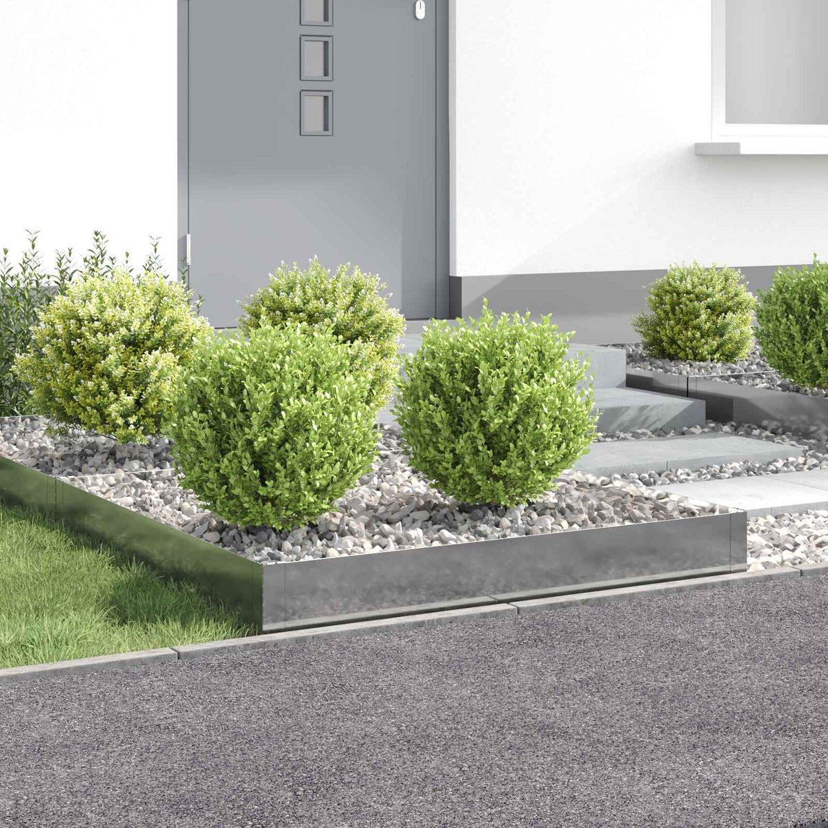 Gazonrand 4 pcs 100 x 100 x 20 cm Staal Zilverkleurig is nu te koop bij PeponiXL, paradijselijk wonen!