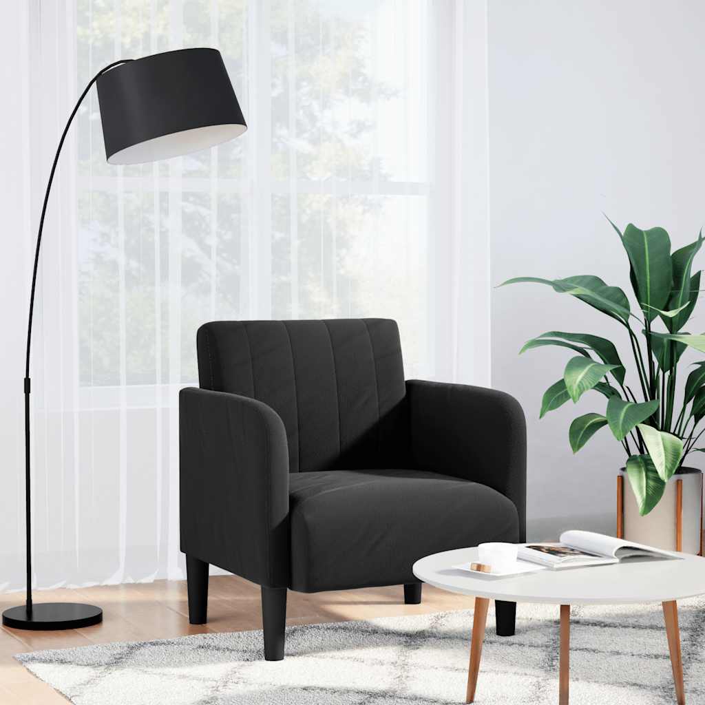 Fauteuil met armleuningen 54 cm fluweel zwart is nu te koop bij PeponiXL, paradijselijk wonen!