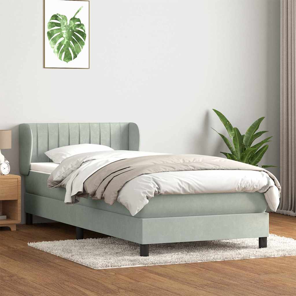 Boxspring met matras fluweel lichtgrijs 80x210 cm is nu te koop bij PeponiXL, paradijselijk wonen!
