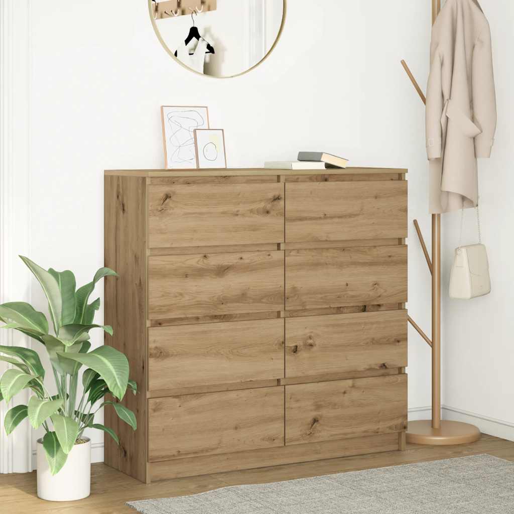 Dressoir 100x35x99 cm bewerkt hout artisanaal eikenkleurig is nu te koop bij PeponiXL, paradijselijk wonen!