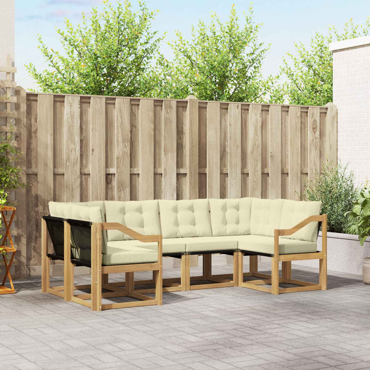 Buiten bankenset met kussen 6 pcs Wit en crèmekleurig is nu te koop bij PeponiXL, paradijselijk wonen!