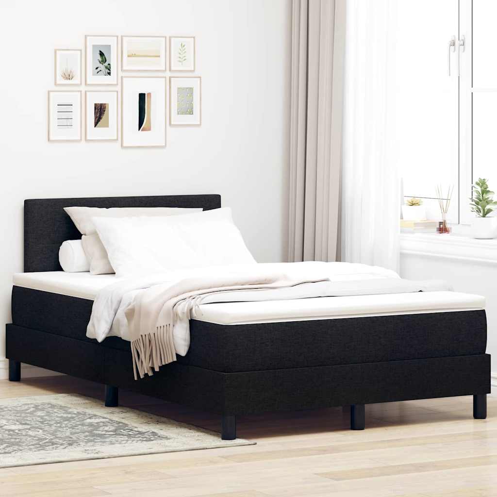 Boxspringbed met hoofdeinde Zwart 120 x 200 cm Stof is nu te koop bij PeponiXL, paradijselijk wonen!