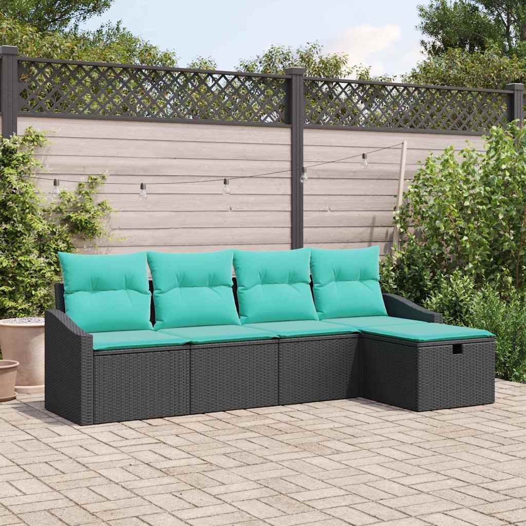 Bankstel met kussen met opslag Zwart poly rattan is nu te koop bij PeponiXL, paradijselijk wonen!
