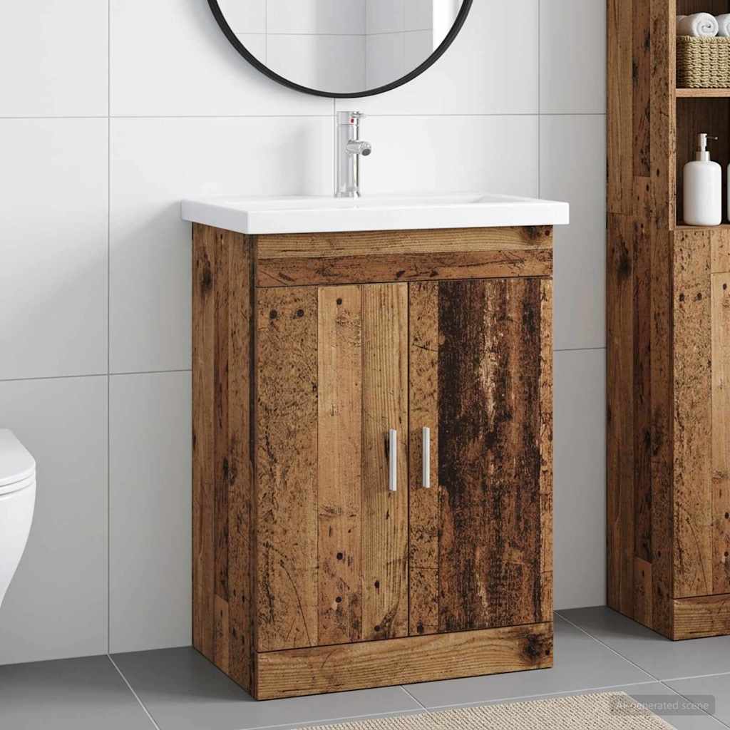 Badkamermeubelset Oud hout 61 x 40 x 84,5 cm Bewerkt hout is nu te koop bij PeponiXL, paradijselijk wonen!