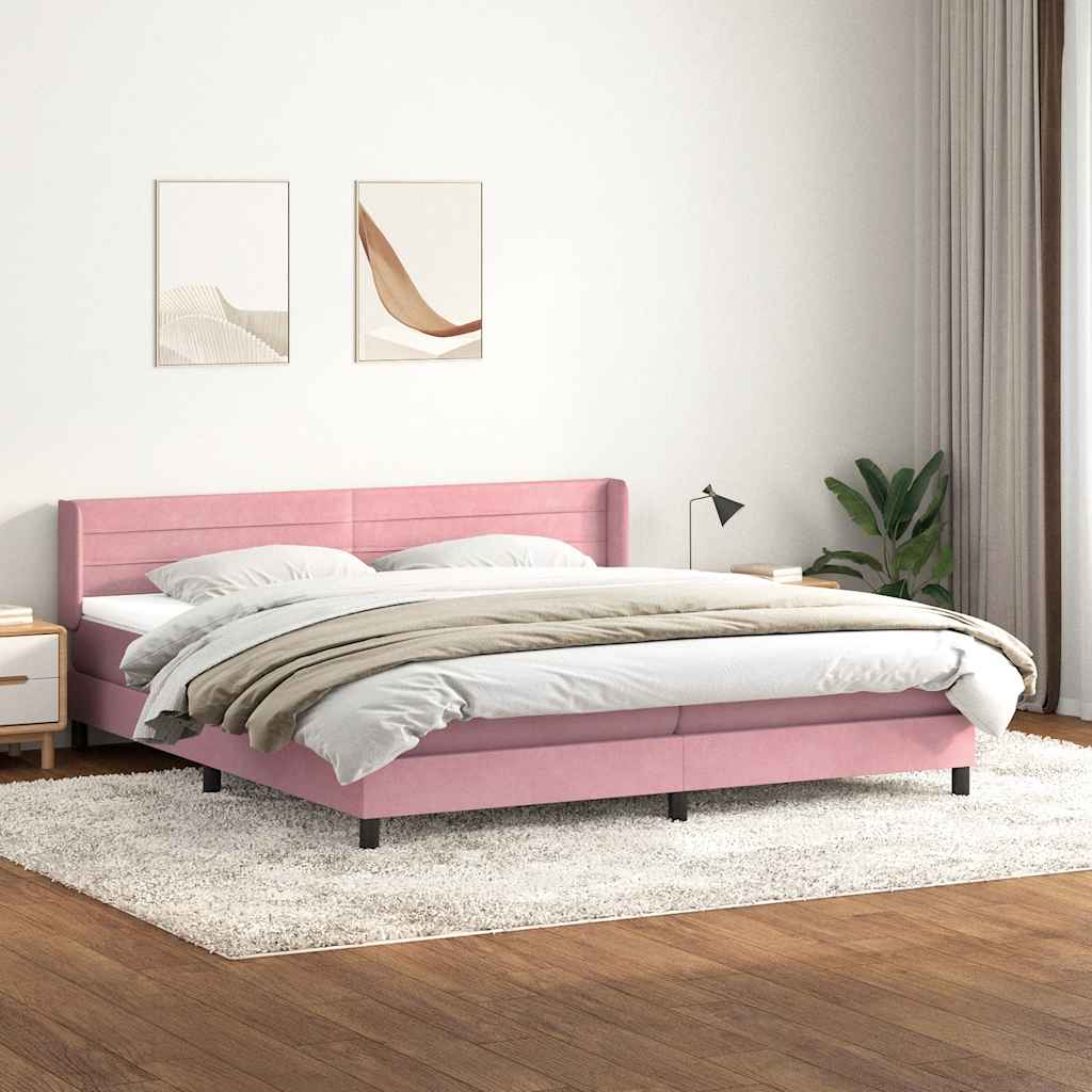 Boxspring met matras fluweel roze 180x210 cm is nu te koop bij PeponiXL, paradijselijk wonen!