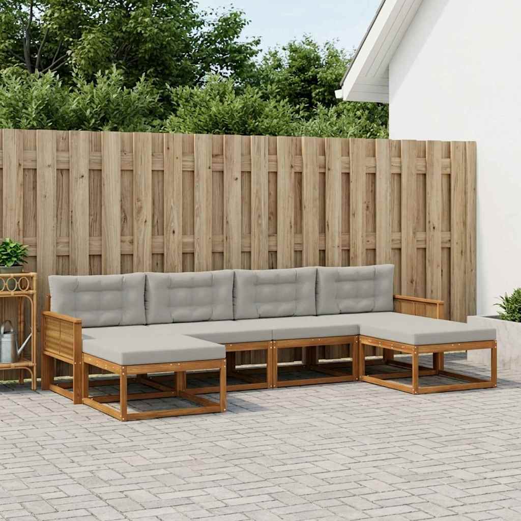 Buiten bankenset met kussen 6 pcs Naturel en lichtgrijs is nu te koop bij PeponiXL, paradijselijk wonen!
