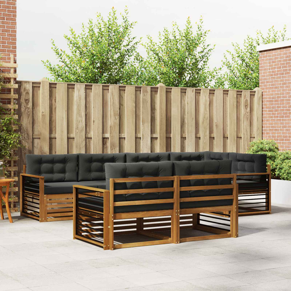 Buiten bankenset met kussen 7 pcs Natuurlijk en Antraciet is nu te koop bij PeponiXL, paradijselijk wonen!