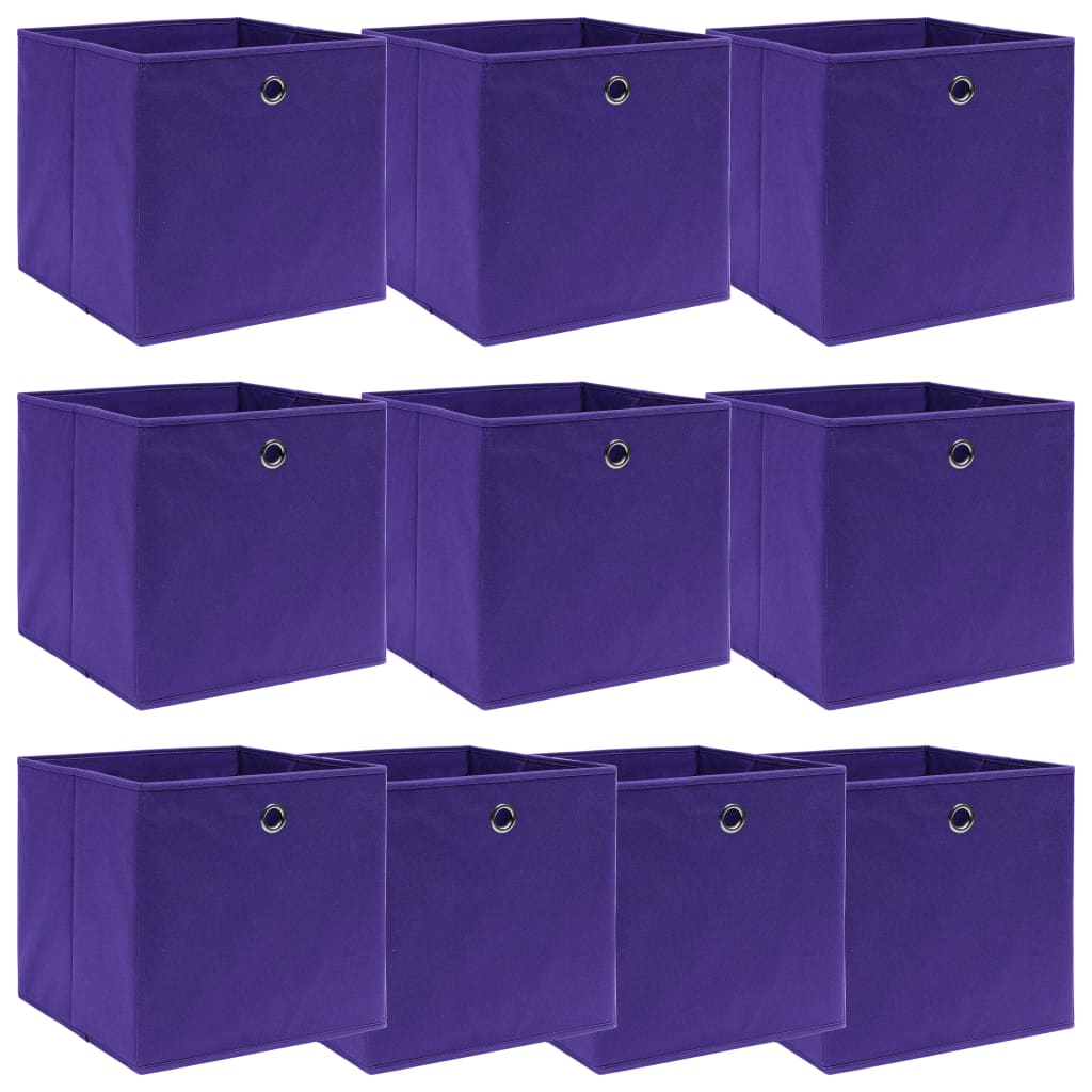 Opbergboxen 10 st 32x32x32 cm stof paars is nu te koop bij PeponiXL, paradijselijk wonen!
