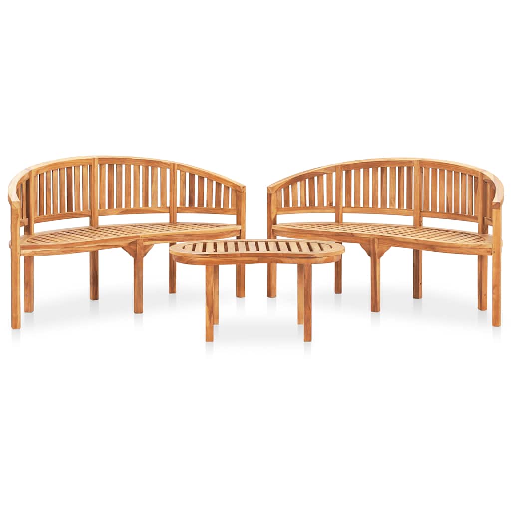 3-delige Loungeset banaanvormig massief teakhout is nu te koop bij PeponiXL, paradijselijk wonen!