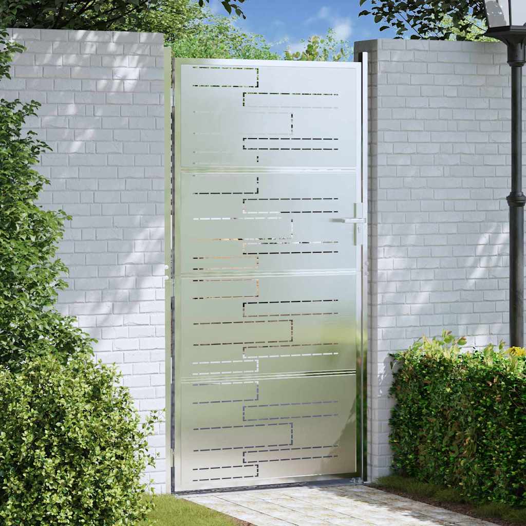 Tuinpoort 85 x 174 cm Roestvrij staal Zilver Vergrendelbaar is nu te koop bij PeponiXL, paradijselijk wonen!