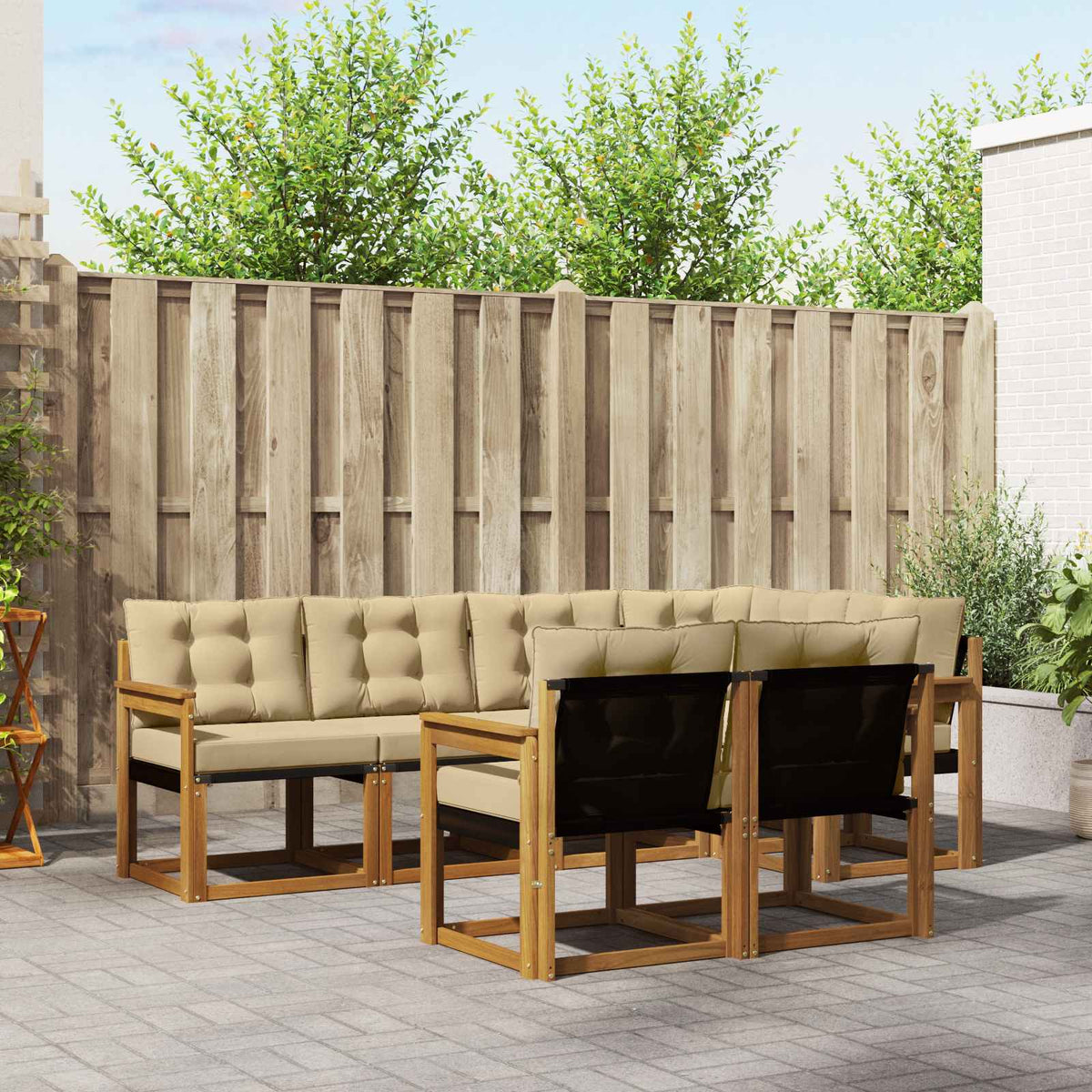 Buiten bankenset met kussen 7 pcs Natuurlijk en Beige is nu te koop bij PeponiXL, paradijselijk wonen!