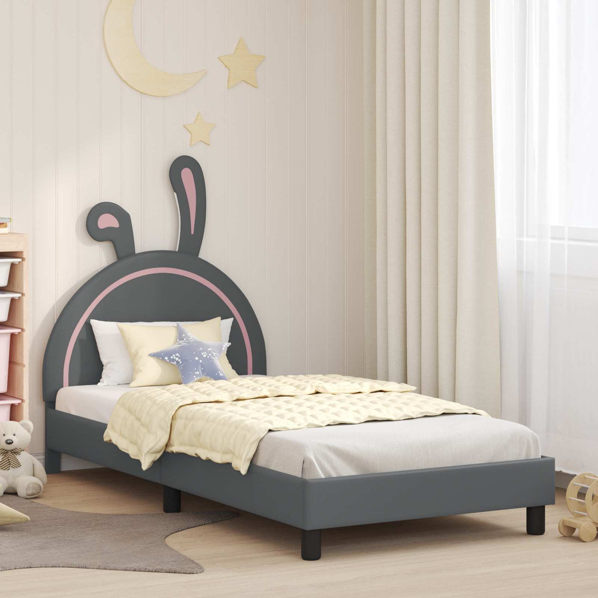 Bedframe voor kinderen met hoofdbord Lichtgrijs 90 x 190 cm PU is nu te koop bij PeponiXL, paradijselijk wonen!