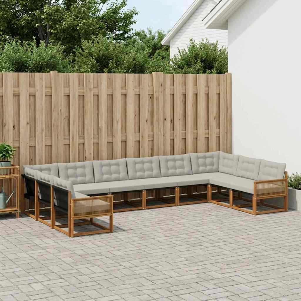 Buiten bankenset met kussen 10 pcs Naturel en lichtgrijs is nu te koop bij PeponiXL, paradijselijk wonen!