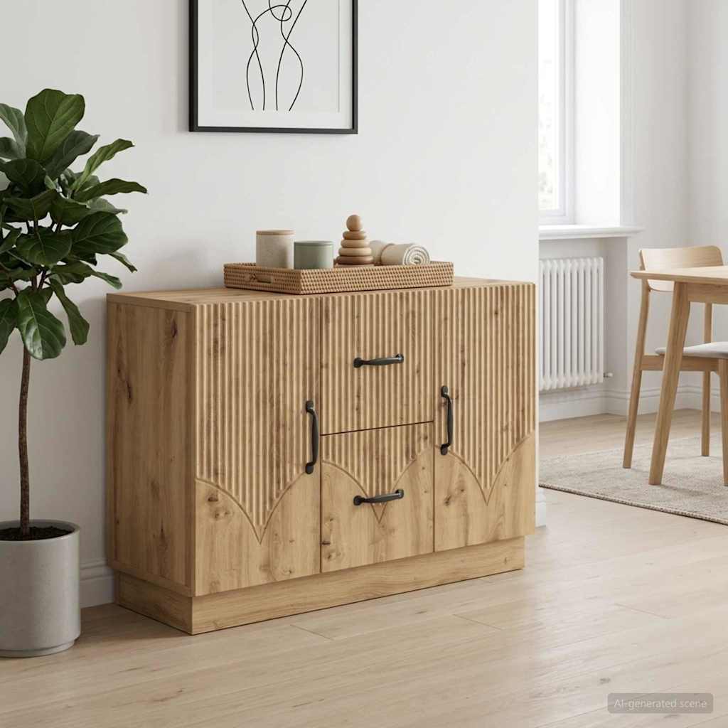 Dressoir Artisanaal eiken 89 x 34,5 x 57 cm Bewerkt hout is nu te koop bij PeponiXL, paradijselijk wonen!
