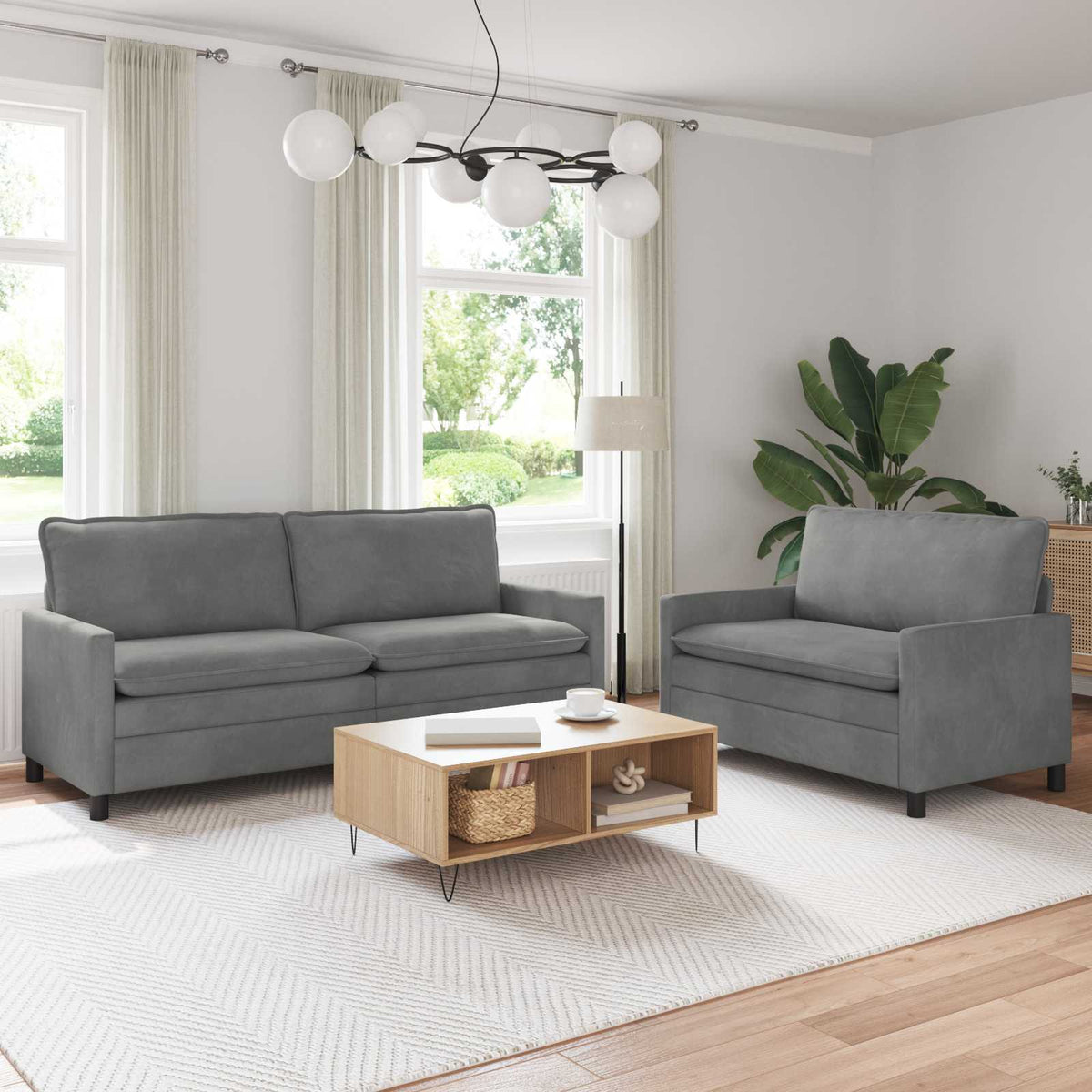 Bankstel 2 pcs Donkergrijs Fluweel is nu te koop bij PeponiXL, paradijselijk wonen!