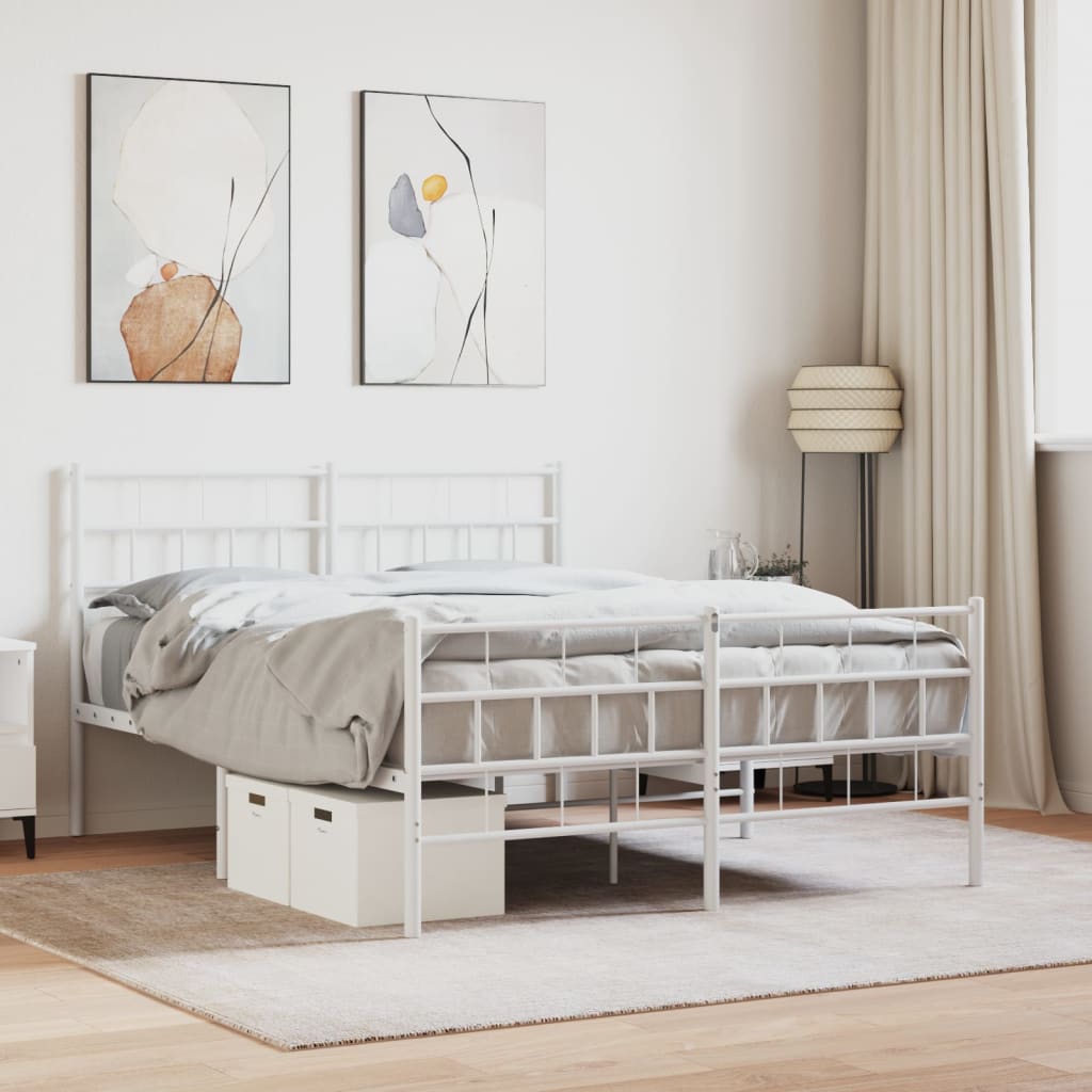 Bedframe met hoofd- en voeteneinde metaal wit 120x200 cm is nu te koop bij PeponiXL, paradijselijk wonen!