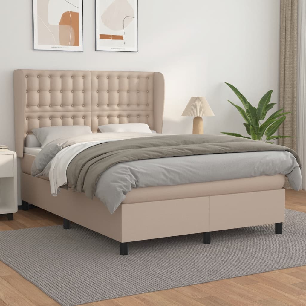 Boxspring met matras kunstleer cappuccinokleurig 140x190 cm is nu te koop bij PeponiXL, paradijselijk wonen!