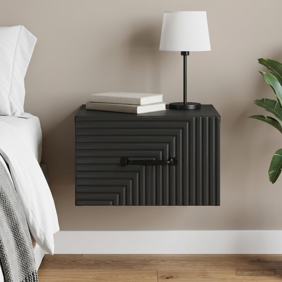 Wandbeugel Bedkast Zwart 34,5 x 33 x 20 cm Bewerkt hout is nu te koop bij PeponiXL, paradijselijk wonen!