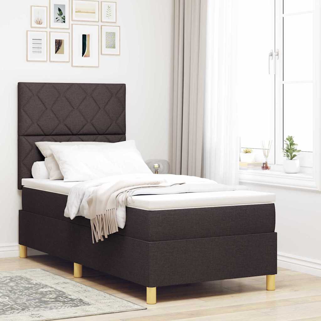 LED Box Spring Bed met matras Donkerbruin 100 x 200 cm Stof is nu te koop bij PeponiXL, paradijselijk wonen!
