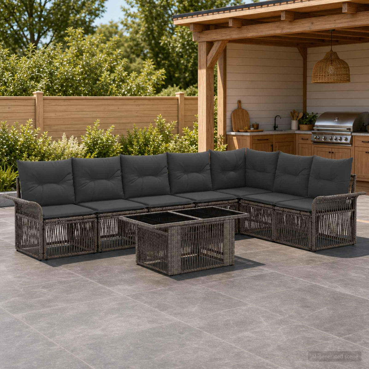 Tuinbankenset 8 st Grijs en Donkergrijs poly rattan is nu te koop bij PeponiXL, paradijselijk wonen!