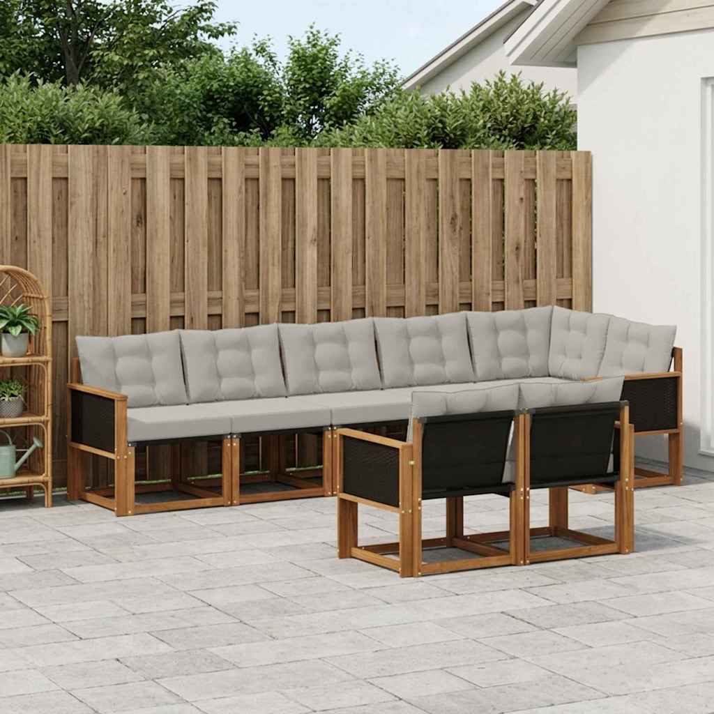 Buiten bankenset met kussen 8 pcs Naturel en lichtgrijs is nu te koop bij PeponiXL, paradijselijk wonen!