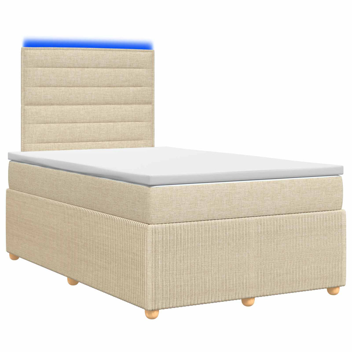 LED Boxspring Bed met Matras Crèmekleurig 120 x 190 cm Stof is nu te koop bij PeponiXL, paradijselijk wonen!