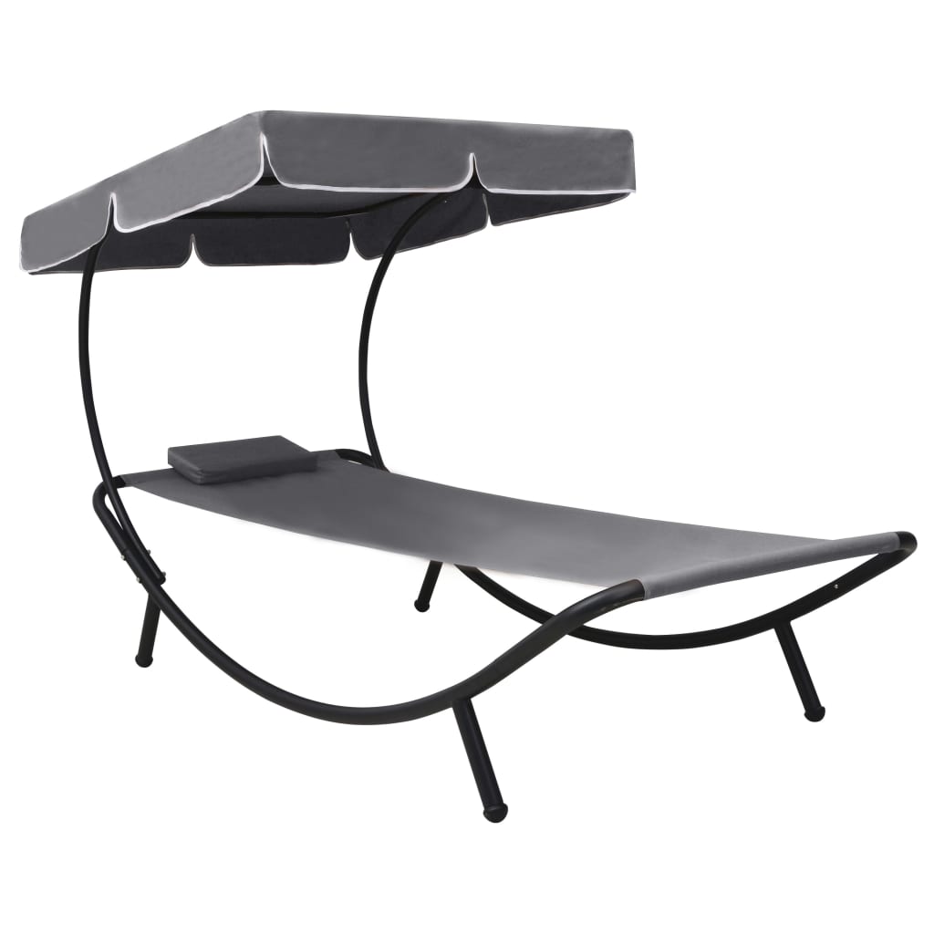 Loungebed met luifel en kussen grijs is nu te koop bij PeponiXL, paradijselijk wonen!