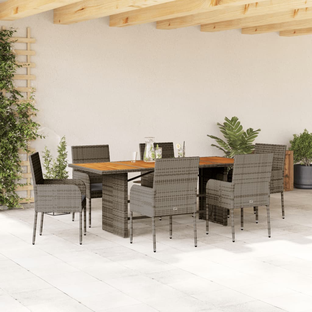 7-delige Tuinset met kussens poly rattan grijs is nu te koop bij PeponiXL, paradijselijk wonen!