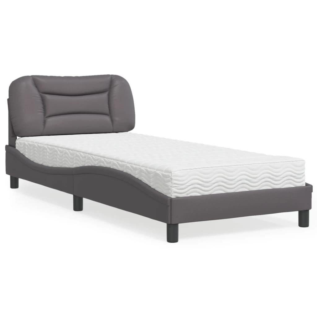 Bed met matras "Hvar" kunstleer grijs 90x190 cm is nu te koop bij PeponiXL, paradijselijk wonen!