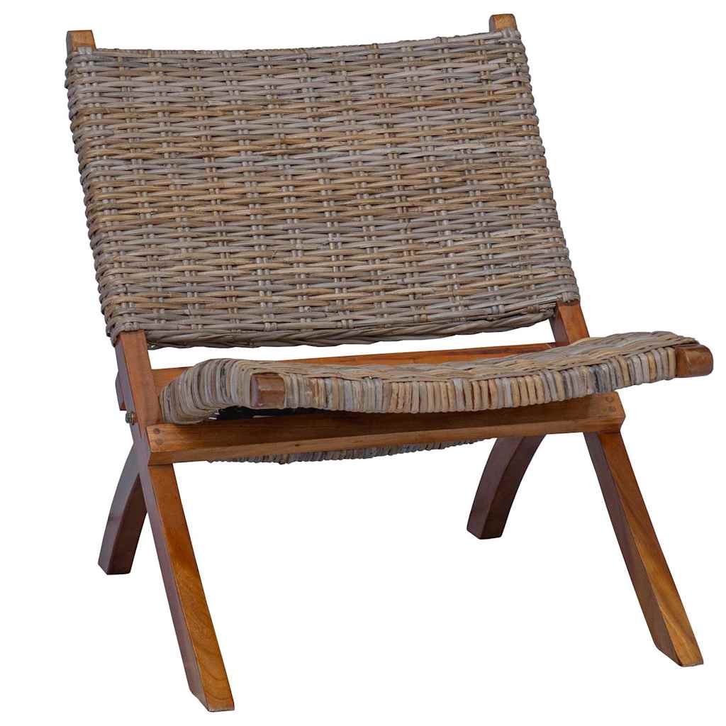 Relaxstoel natuurlijk kubu rattan en massief mahoniehout is nu te koop bij PeponiXL, paradijselijk wonen!