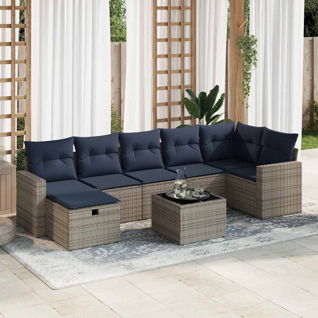 8-delige Loungeset met kussens poly rattan grijs is nu te koop bij PeponiXL, paradijselijk wonen!