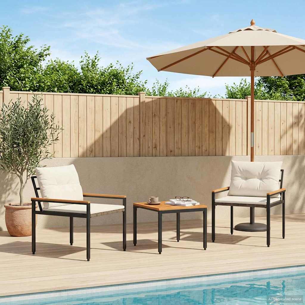 tuinmeubelset 3 pcs Crèmewit poly rattan is nu te koop bij PeponiXL, paradijselijk wonen!