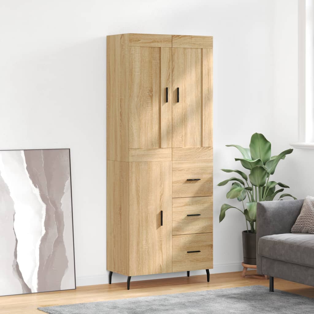 Hoge kast 69,5x34x180 cm bewerkt hout sonoma eikenkleurig is nu te koop bij PeponiXL, paradijselijk wonen!