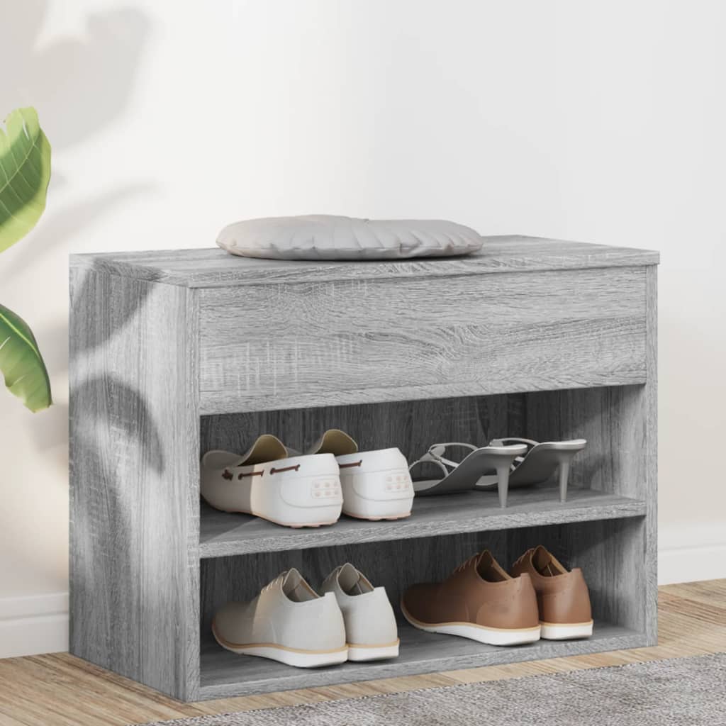 Schoenenbank 60x30x45 cm bewerkt hout grijs sonoma eikenkleurig is nu te koop bij PeponiXL, paradijselijk wonen!