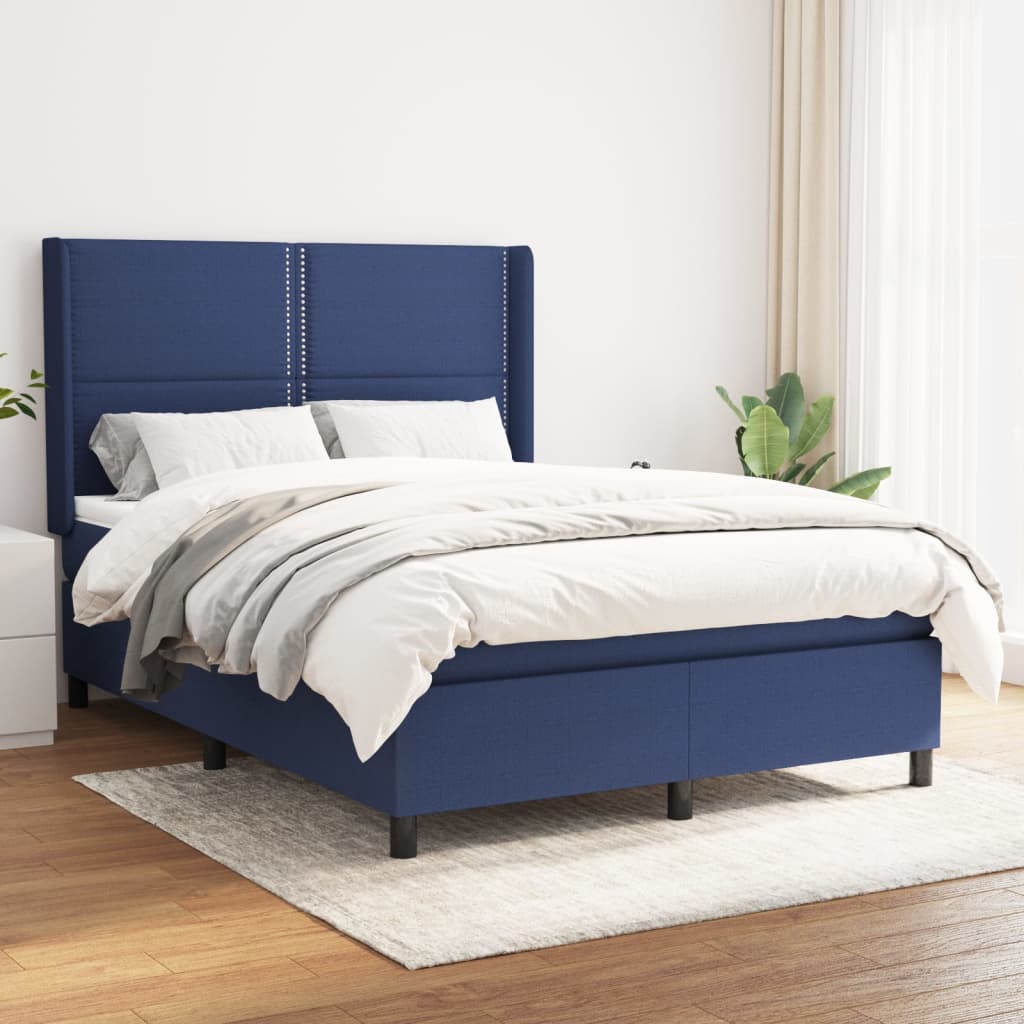 Boxspring met matras stof blauw 140x200 cm is nu te koop bij PeponiXL, paradijselijk wonen!