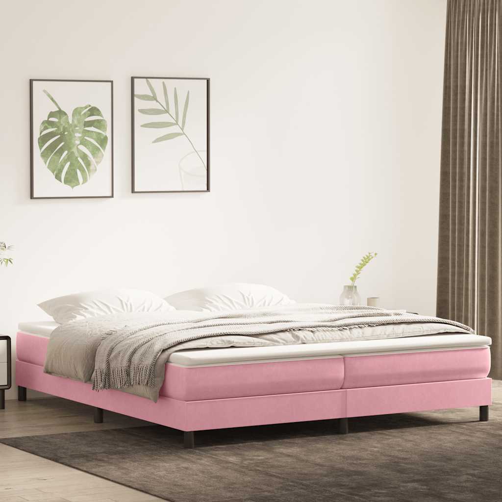 Boxspring met matras fluweel roze 180x210 cm is nu te koop bij PeponiXL, paradijselijk wonen!