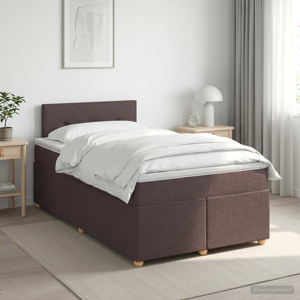 Boxspringbed met matras Donkerbruin 120 x 190 cm Stof is nu te koop bij PeponiXL, paradijselijk wonen!