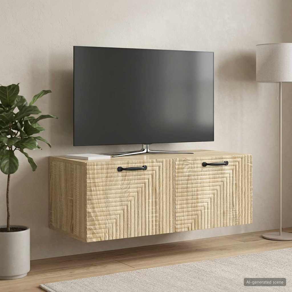 Wandbeugel TV-kast Sonoma Eiken 78,5 x 41 x 30 cm Bewerkt hout is nu te koop bij PeponiXL, paradijselijk wonen!