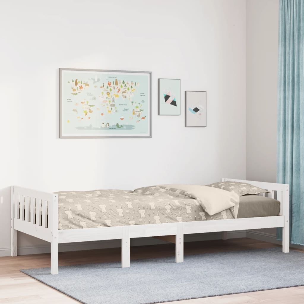 Kinderbed zonder matras massief grenenhout wit 90x190 cm is nu te koop bij PeponiXL, paradijselijk wonen!