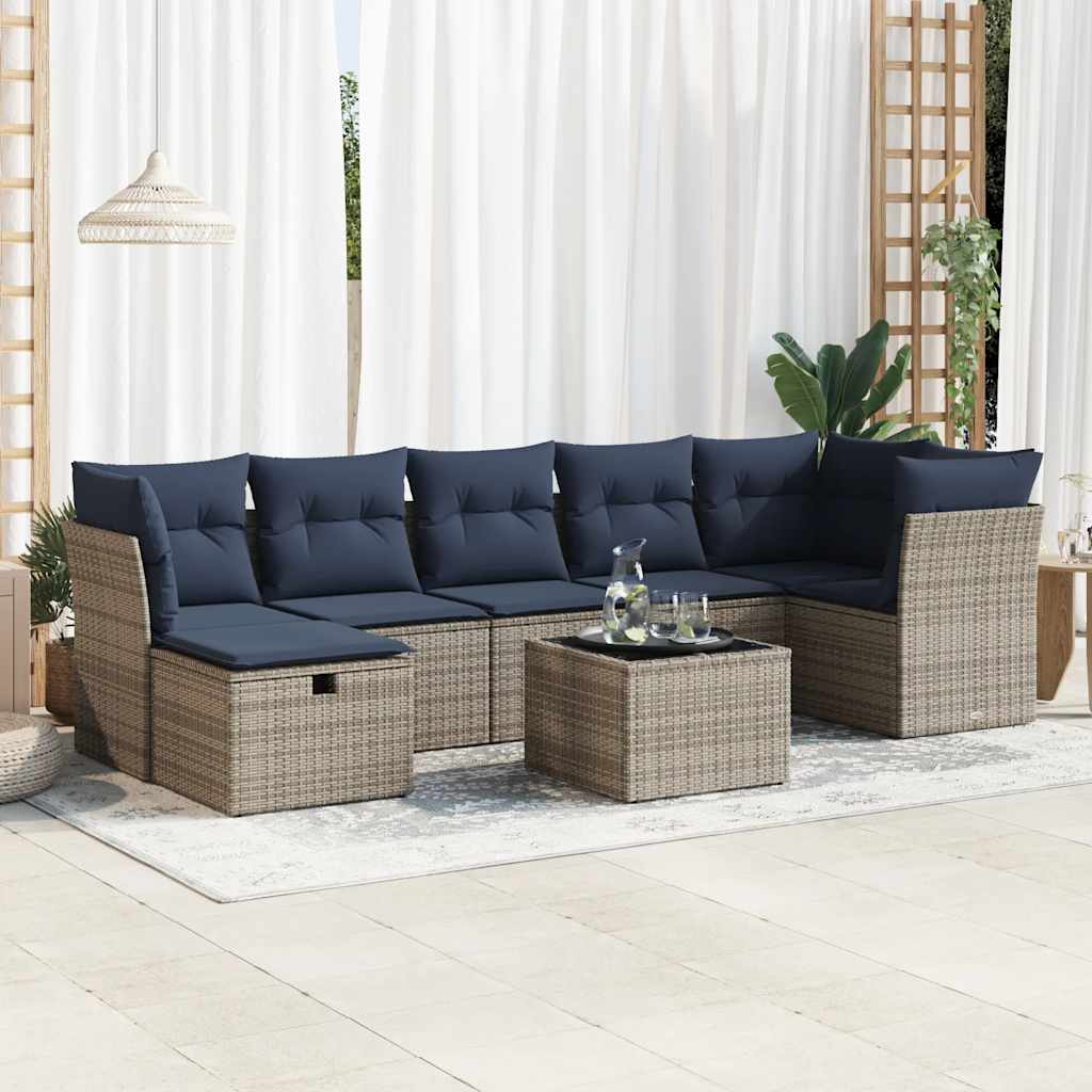 8-delige Loungeset met kussens poly rattan grijs is nu te koop bij PeponiXL, paradijselijk wonen!