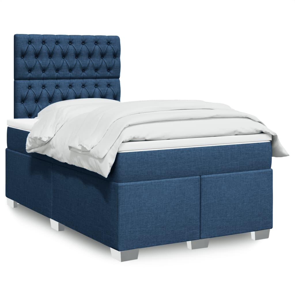Boxspring met matras stof blauw 120x190 cm is nu te koop bij PeponiXL, paradijselijk wonen!